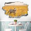 Zebra 3D Wall Decor Stickers for Kids' Rooms, Shattered Wall Art Stickers with Grassland Animals, Vinyl Art for Living Rooms and Kids' Rooms, Home Decor, 76.2 x 50.8 cm (W x H) view 2
