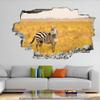 Zebra 3D Wall Decor Stickers for Kids' Rooms, Shattered Wall Art Stickers with Grassland Animals, Vinyl Art for Living Rooms and Kids' Rooms, Home Decor, 76.2 x 50.8 cm (W x H) view 3