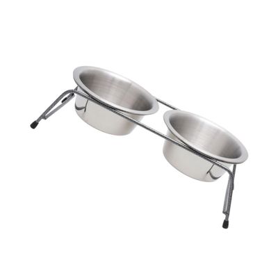 Supvox Double Dog Bowl with Iron Holder