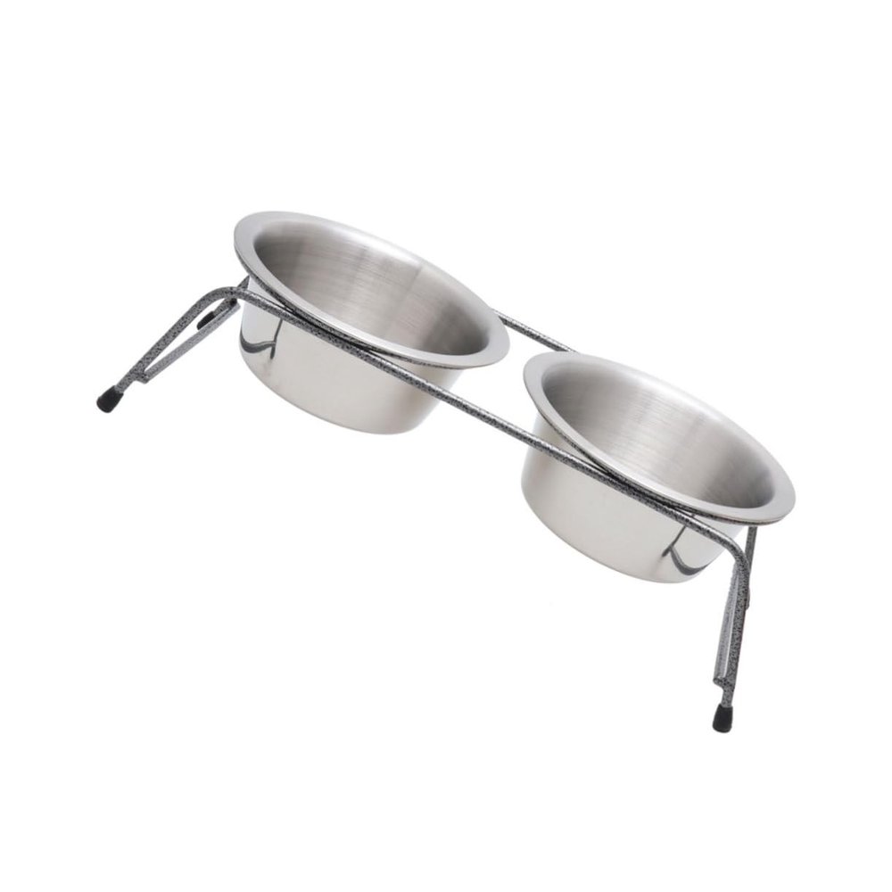 Supvox Double Dog Bowl with Iron Holder