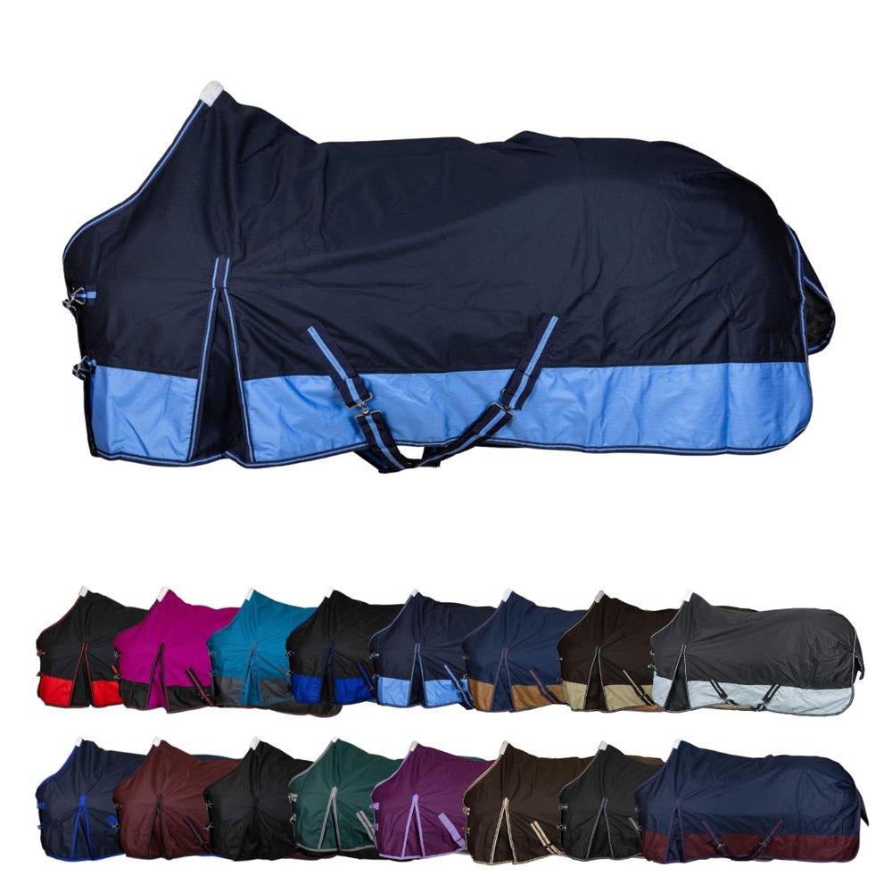 RL24 Basicline 600D Turnout Blanket with Polar Fleece Lining, Blue/Baby Blue, 85 cm