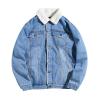 Foweknow Men's Winter Denim Jacket with Fleece Lining and Lapel Collar view 1