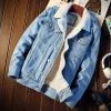 Foweknow Men's Winter Denim Jacket with Fleece Lining and Lapel Collar view 2