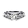 QTYQWC Women's Sterling Silver Engagement Ring, 1 Carat, Classic 4-Prong Simulated Round-Cut Diamond with Graduated Side Stones view 1