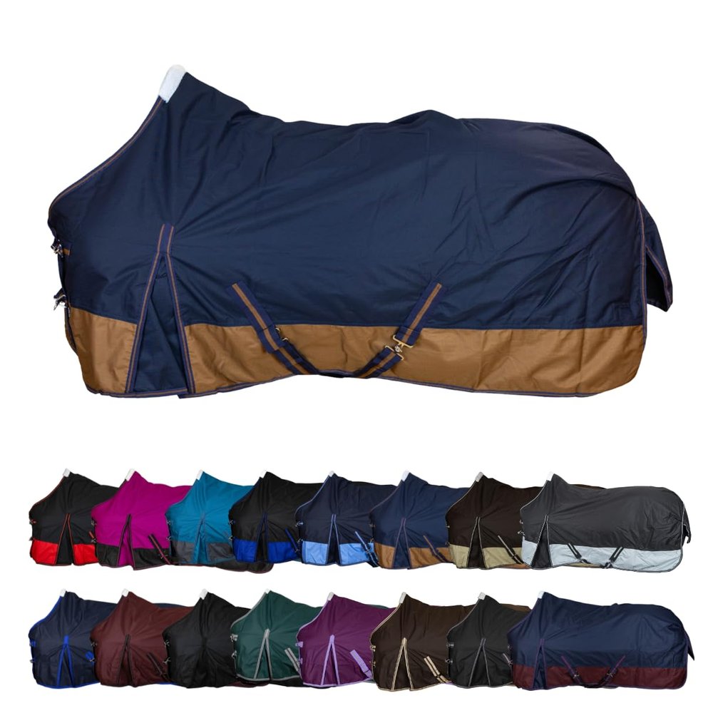 RL24 Basicline 600D 200g Winter Turnout Blanket, Navy/Brown, 125 cm