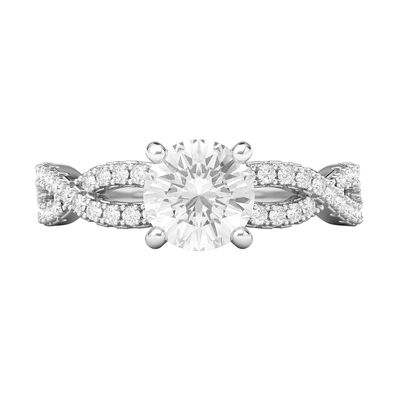 QTYQWC Sterling Silver Infinity Twist Engagement Ring with Simulated 1.0 ct Diamond or Genuine Moissanite