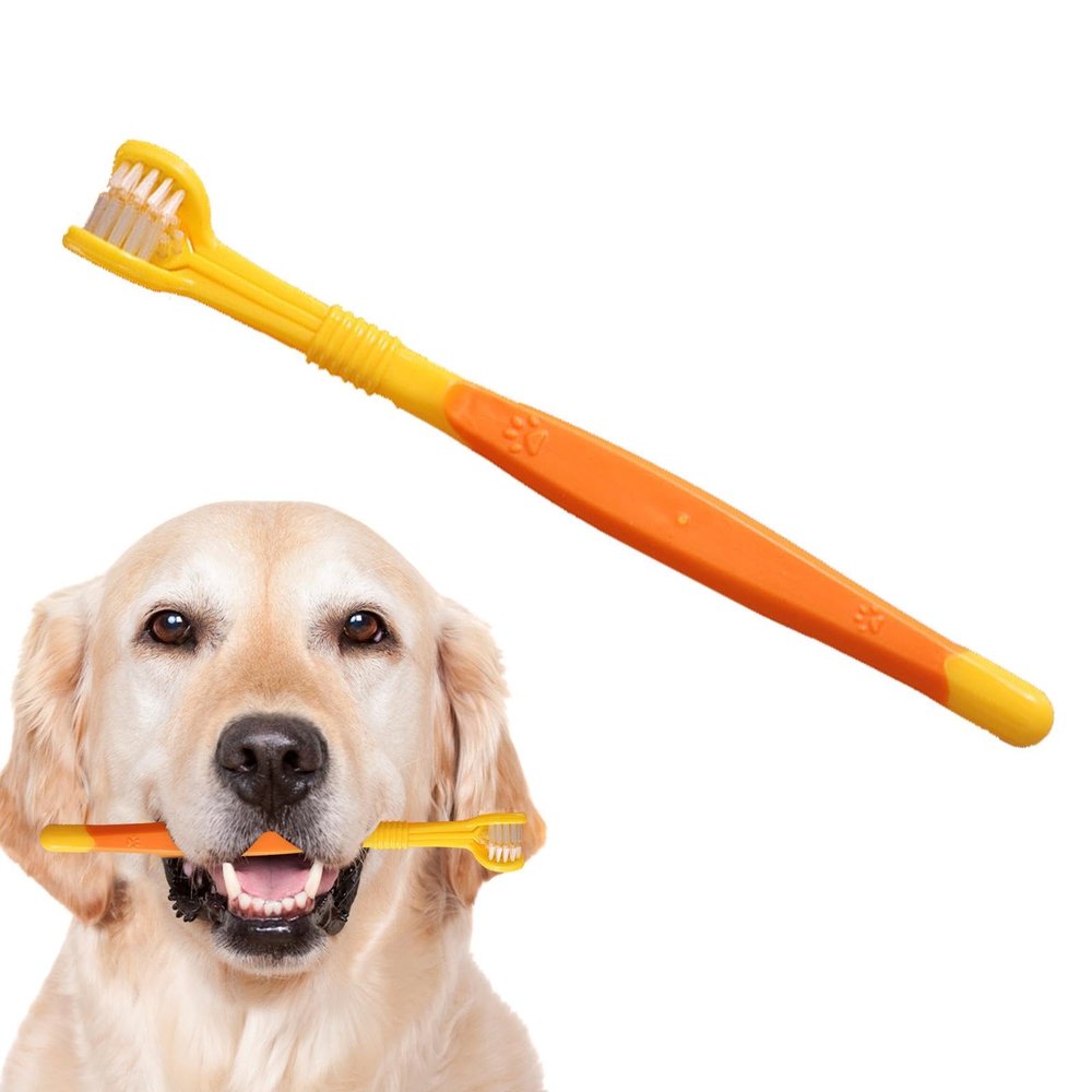 Small Dog Toothbrush, Puppy Toothbrush with Soft Bristles - Dog Toothbrush with Three Heads