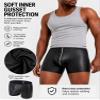 comeondear Men's Sexy PU Leather Boxer Briefs with Zipper, Black, M view 3