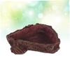 Happyyami Brown Resin Reptile Food Bowl with Tree Bark Look view 2