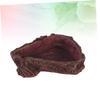 Happyyami Brown Resin Reptile Food Bowl with Tree Bark Look view 3