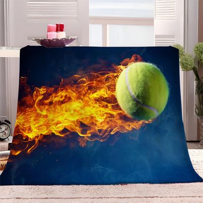 Generic Cozy Blanket 180 x 220 cm, Flame Tennis Sherpa Blanket for Couch, Sofa, Bed and Travel