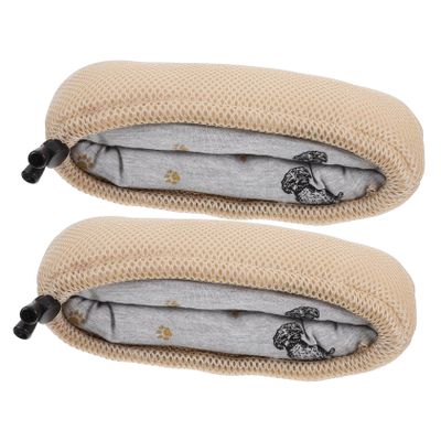 2 Beige Cotton Crutch Covers with Sponge, Universal