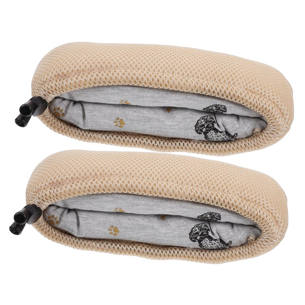 2 Beige Cotton Crutch Covers with Sponge, Universal