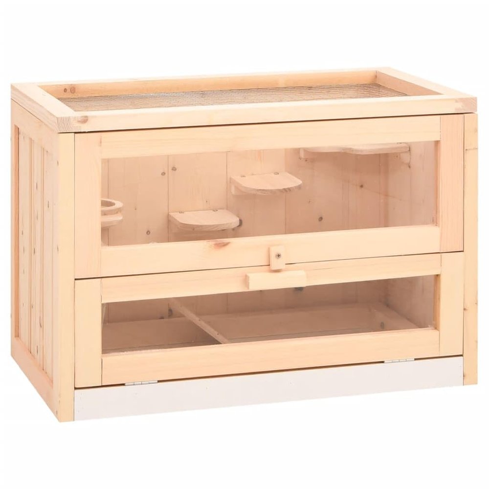 Homgoday Hamster Cage 60 x 35.5 x 42 cm, Solid Spruce Wood, Pet Enclosure for Chickens and Rabbits