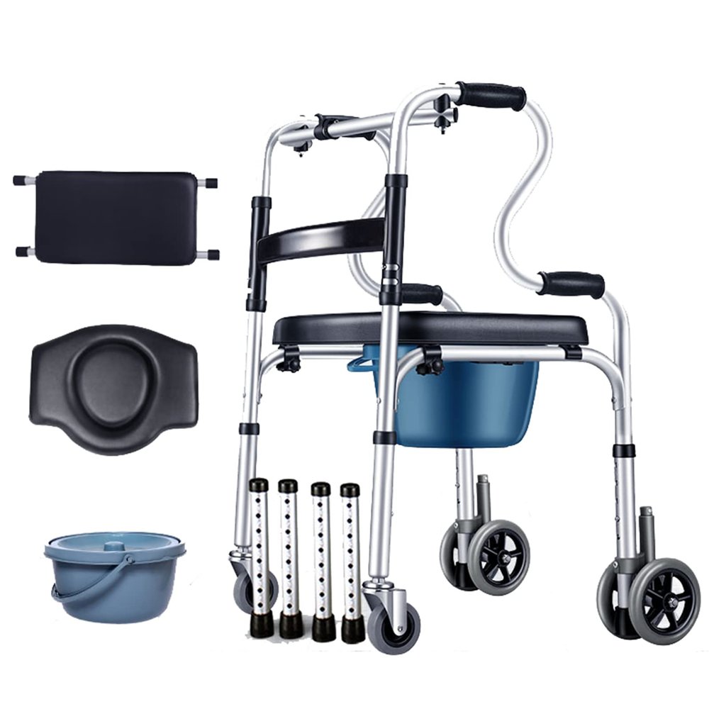 sjdoPulse Folding Adjustable 4-Wheel Rollator for Seniors and Adults with Disabilities