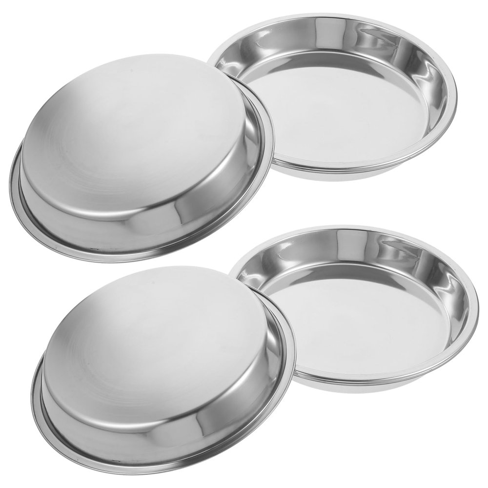 Stainless Steel Cat Bowls, 4-Pack, Silver, Easy to Clean
