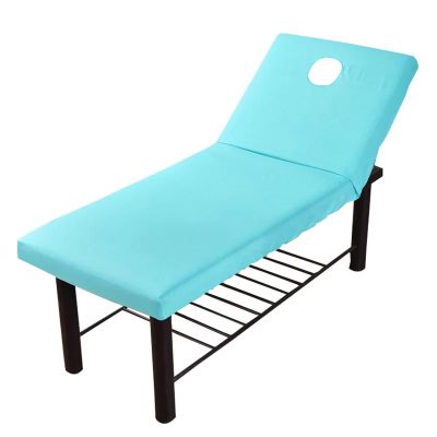 Washable Massage Table Cover, 1PC Soft Fitted Sheet with Face Breathing Hole, Blue