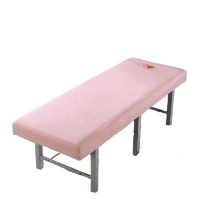 Washable Massage Table Fitted Sheet with Face Hole, Thick Pink, 60 x 185 cm
