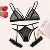 Gre Black Plus-Size Lace Underwear Set with Bra and Thong view 3