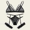 Gre Black Plus-Size Lace Underwear Set with Bra and Thong view 4