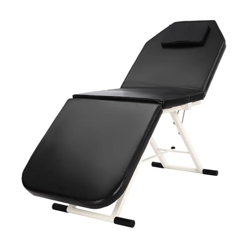 Portable Folding Massage Table, Waterproof and Oil-Resistant, Anti-Slip Pads, Black