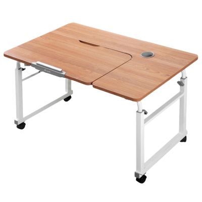 Height-Adjustable Overbed Table with Wheels
