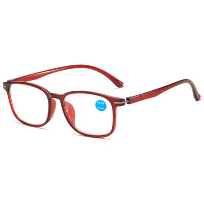 Lanomi Rectangular Reading Glasses with Blue-Light Filter, Flexible Temples, Red, 2.0