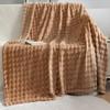 Surwin Soft Flannel Fleece Blanket, Bubble Velvet, Dark Camel, 180 x 200 cm view 2