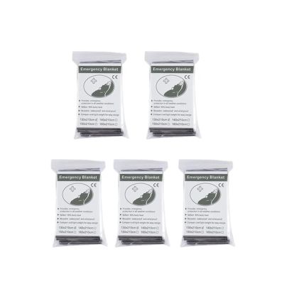 WJLYDM 530-Piece Emergency Survival Blankets for Outdoor Use, First-Aid Rescue Kit, Waterproof Foil Thermal Camping Blankets (5 pcs, Silver)