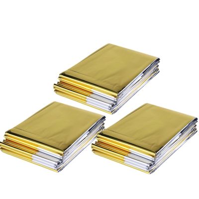 WJLYDM Emergency Blankets, Outdoor Survival First Aid Blankets, Windproof Thermal Insulation, 3-Pack, 140 x 210 cm