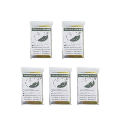 WJLYDM 530-Piece Outdoor Emergency Survival Blankets, First-Aid Rescue Kit, Waterproof Thermal Camping Blanket (5 pcs, Gold)
