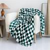 Surwin Soft Flannel Fleece Blanket, Checkered, Dark Green, 200 x 230 cm view 1