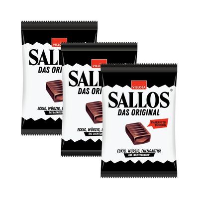Sallos The Original - 3 x 150 g Pure Licorice Power with Needforsweet Sticker