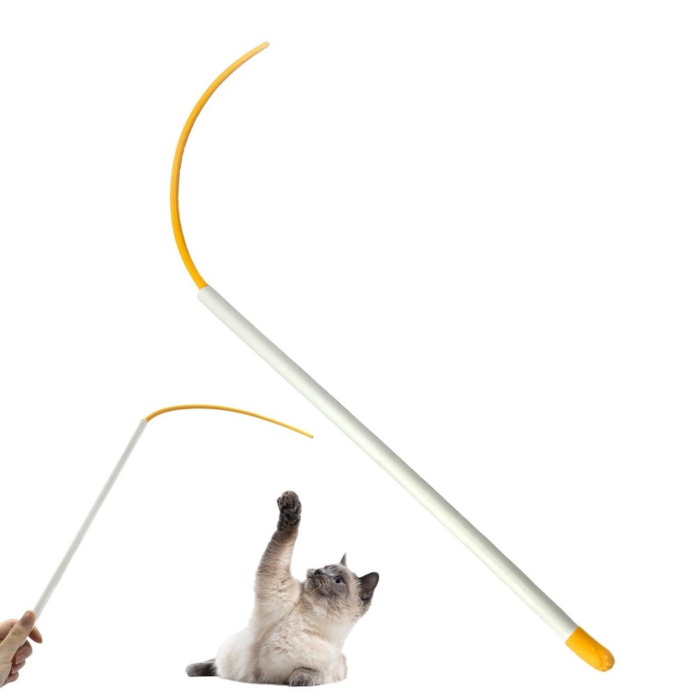 Cat Wand Toy for House Cats - 20-Inch Portable Silicone Cat Toy Stick