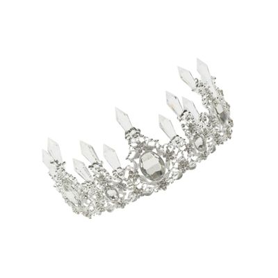 Healvian Silver-Colored Alloy Wedding Tiara and Cake Crown