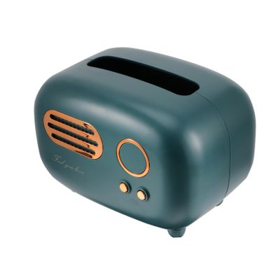 Blue Plastic Radio Tissue Box for Desk and Office
