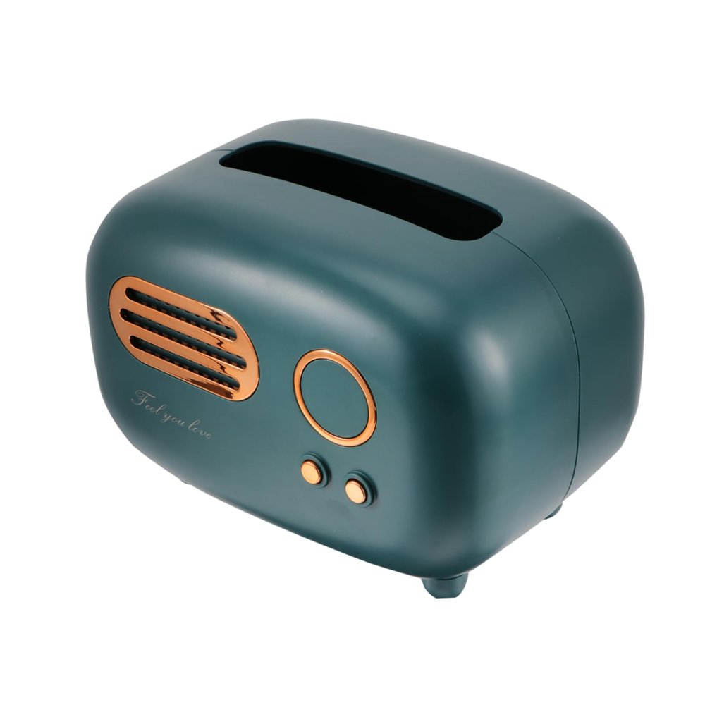 Blue Plastic Radio Tissue Box for Desk and Office