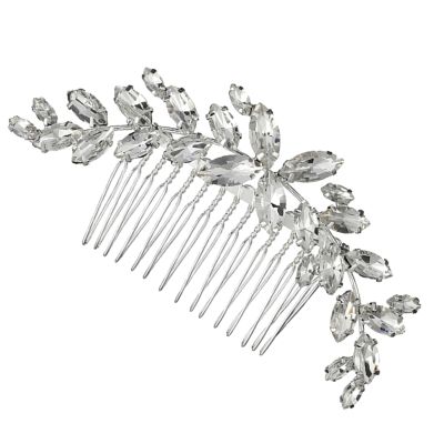 Silver Alloy Hair Comb with Rhinestones for Women
