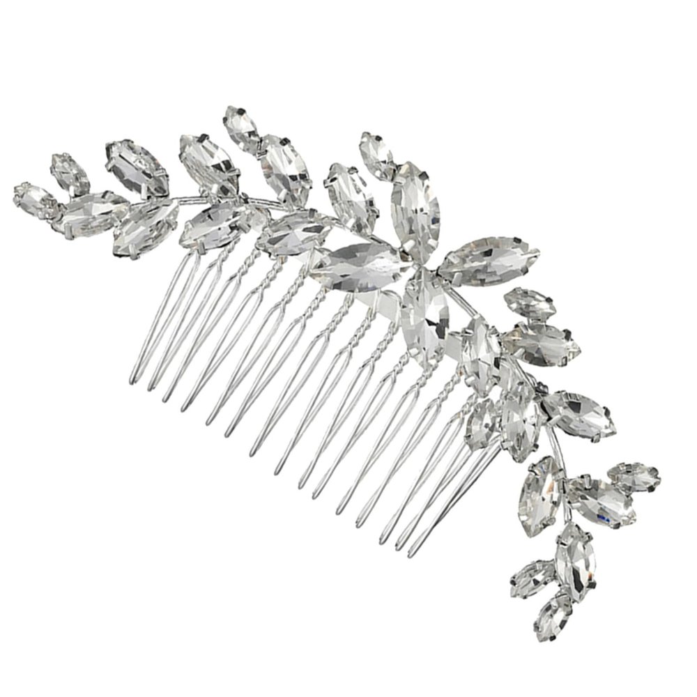 Silver Alloy Hair Comb with Rhinestones for Women