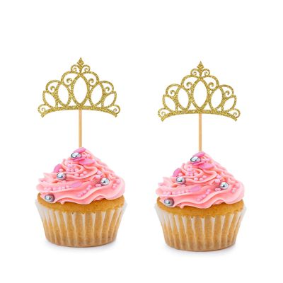 BoningNEW Cupcake Toppers with Gold Glitter Crowns