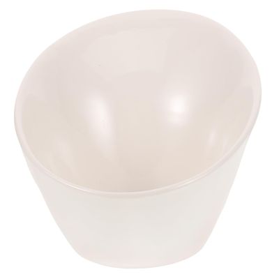 BUGUUYO Elevated Ceramic Food Bowl for Cats and Dogs, Slanted Design, Leakproof, White
