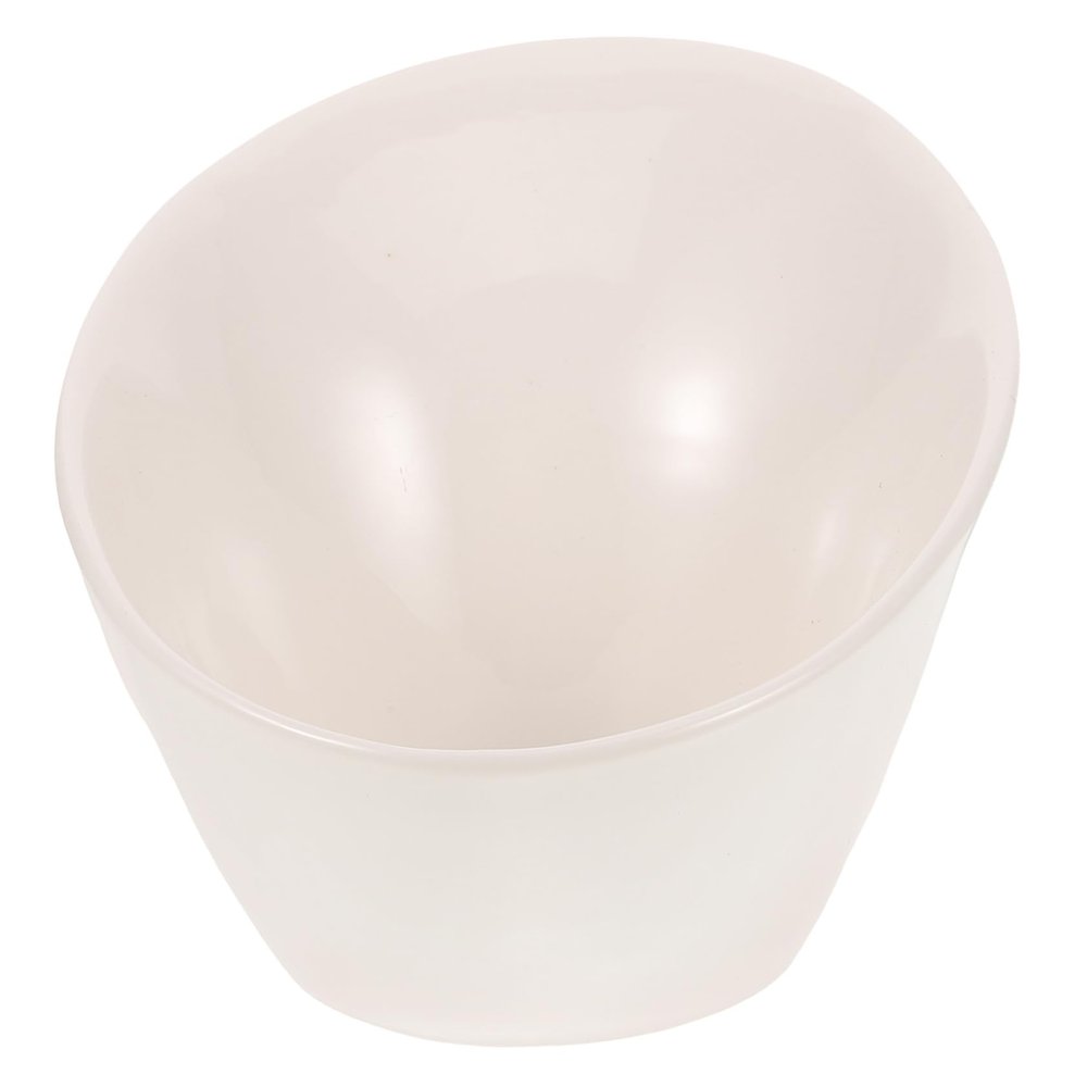 BUGUUYO Elevated Ceramic Food Bowl for Cats and Dogs, Slanted Design, Leakproof, White