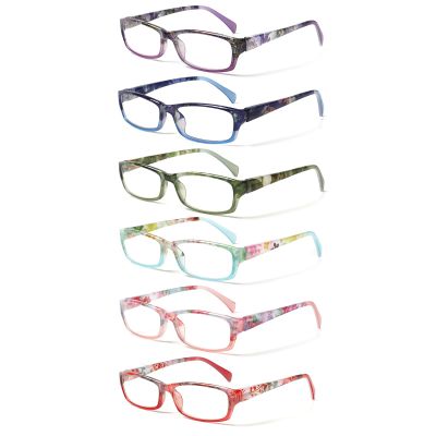 COJWIS 6-Pack Blue-Light-Filtering Reading Glasses for Women, Spring Hinges, Anti-Glare UV Protection, Multicolor, +1.50