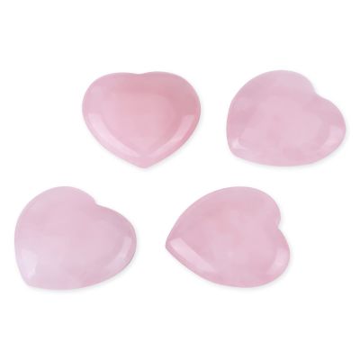 4-Piece Polished Rose Quartz Heart Crystals, 2.5 cm
