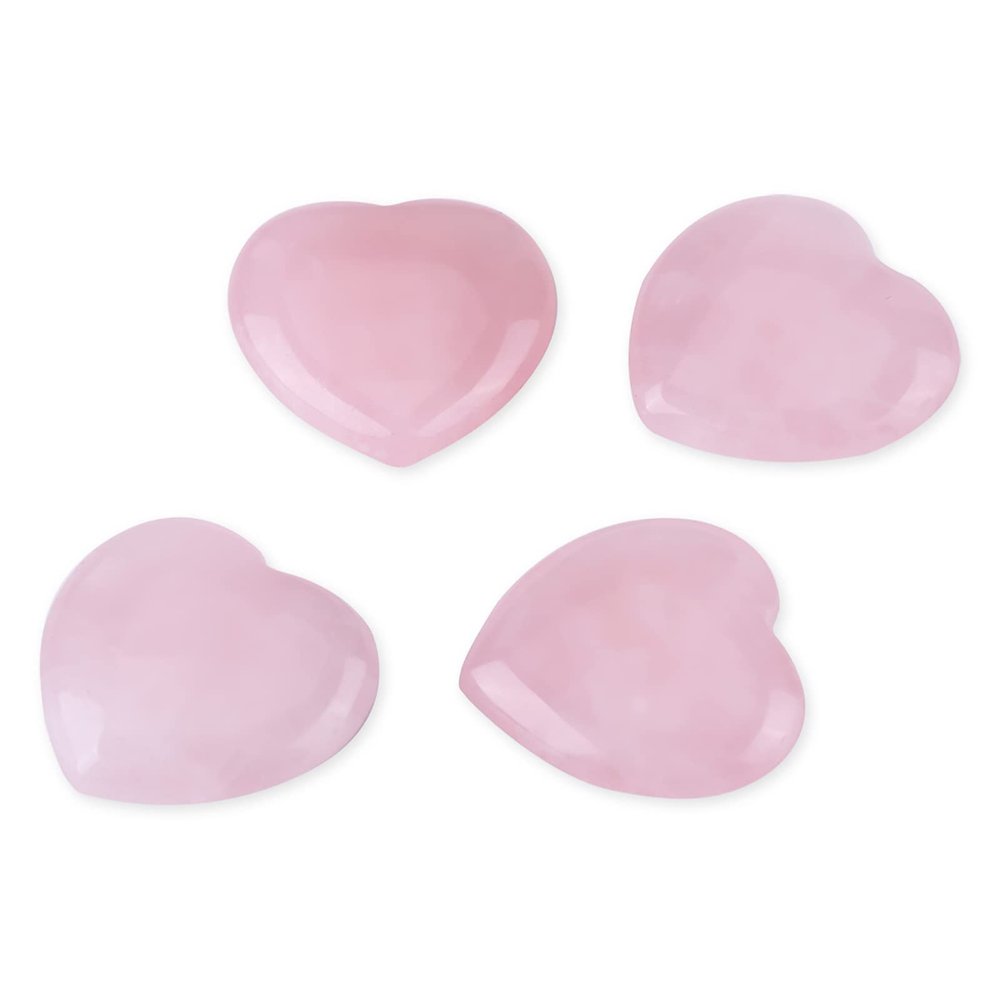4-Piece Polished Rose Quartz Heart Crystals, 2.5 cm