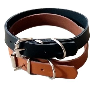 BUGUUYO Dog Collar - Simple Black Leather Adjustable Pet Collar