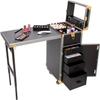YANGYMM Portable Mobile Manicure and Makeup Table, Black/Gold view 1