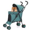 3-in-1 Pet Stroller for Small Dogs and Cats, Foldable with Wheels, Breathable Mesh, Large Capacity, Easy to Carry (Dark Green) view 1