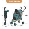 3-in-1 Pet Stroller for Small Dogs and Cats, Foldable with Wheels, Breathable Mesh, Large Capacity, Easy to Carry (Dark Green) view 2