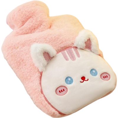 Hot Water Bottle with Plush Cover, Cute Heating Pad